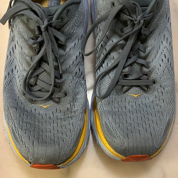 Hoka One One Clifton 8 Men's Charcoal and Mustard Athletic Shoes - Picture 7 of 9
